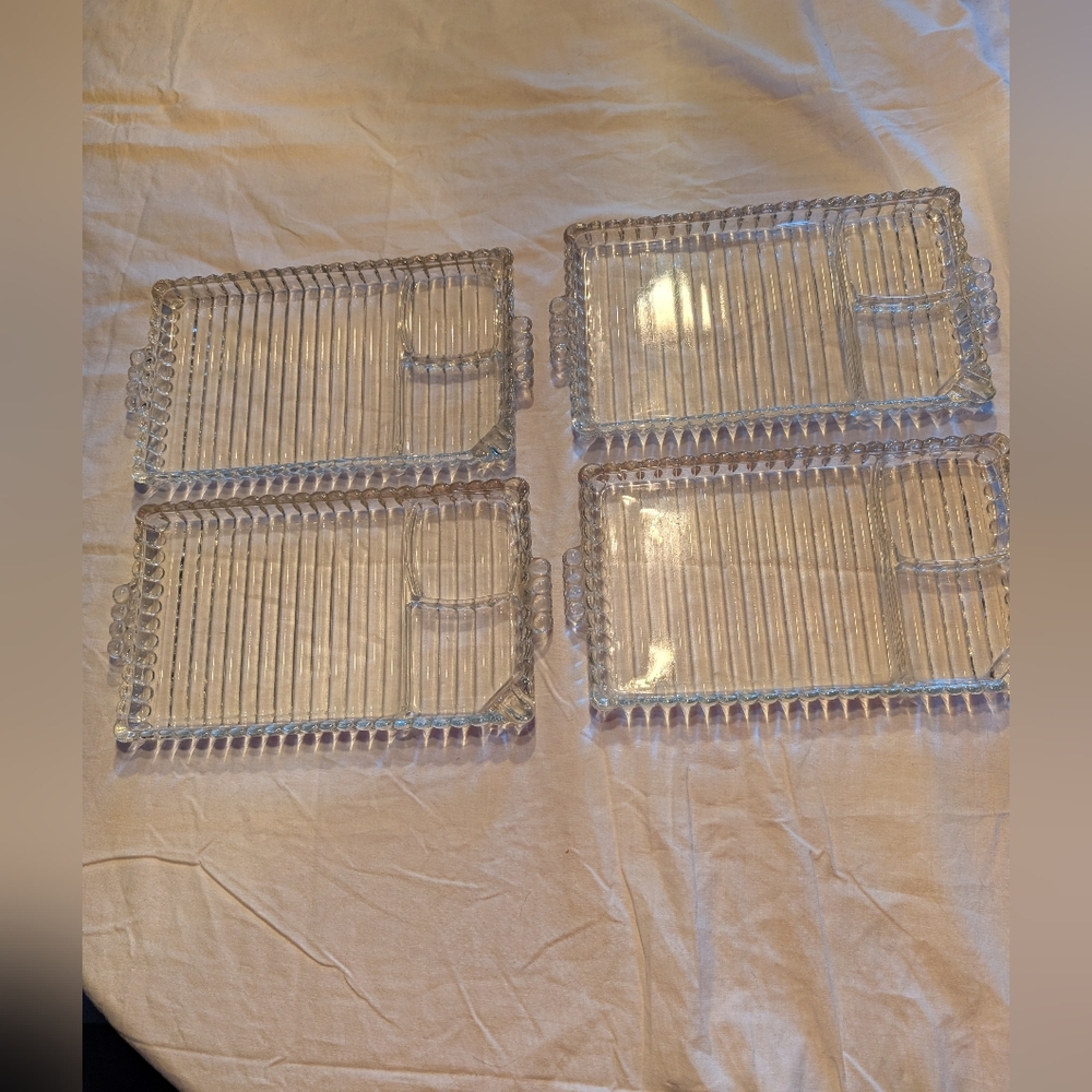 2/40$ Crystal Glass Rectangular Plates Set Perfect For Fondue